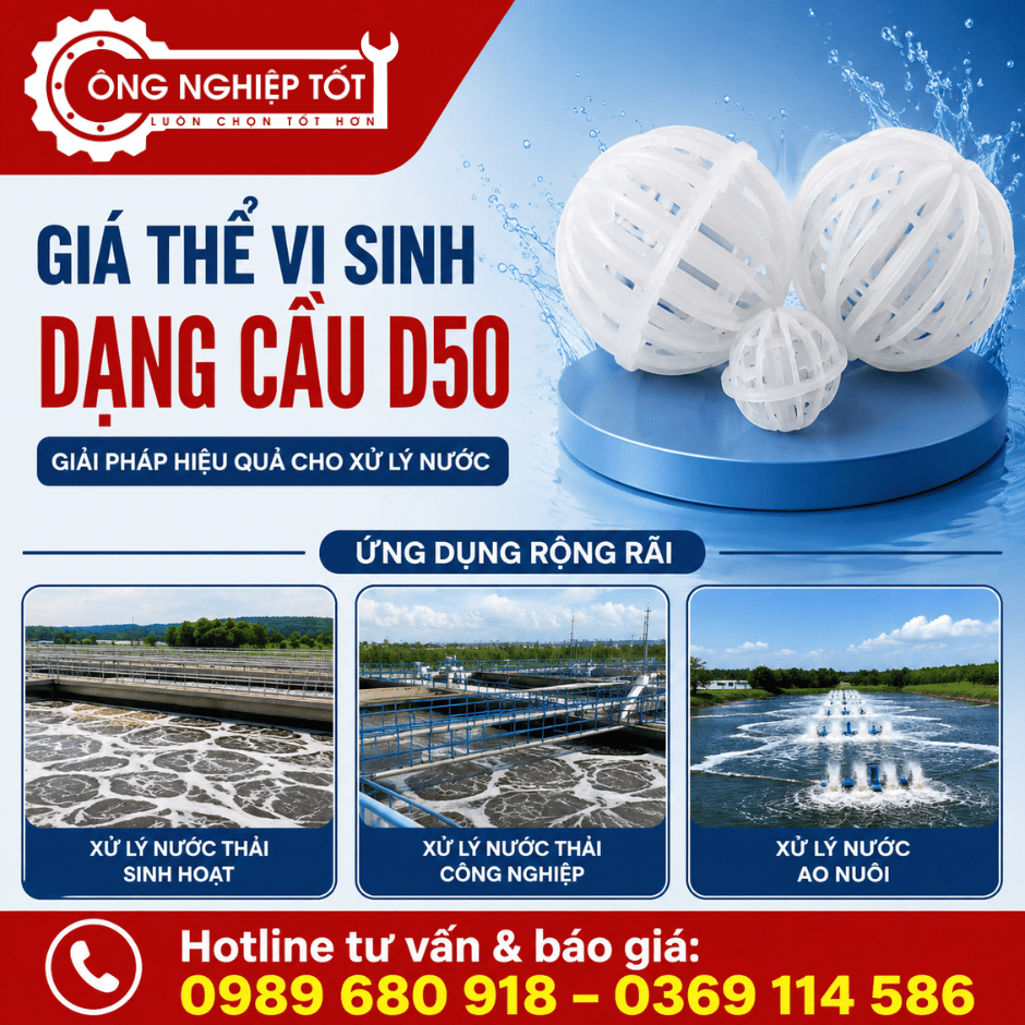Giá thể vi sinh dạng cầu D50