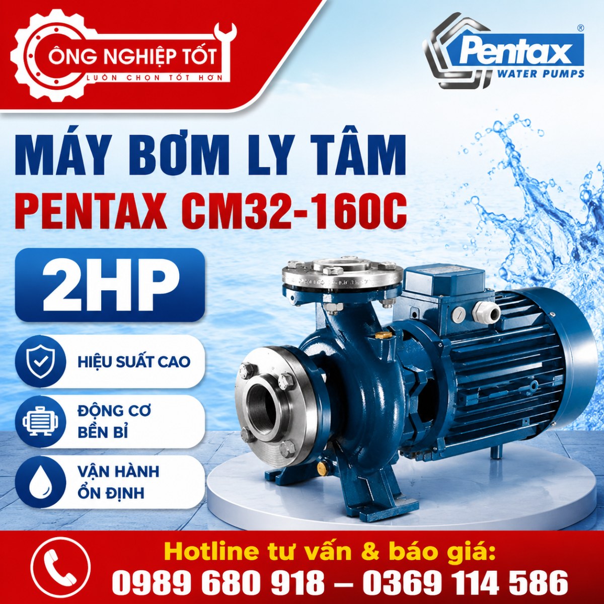 Máy bơm ly tâm Pentax CM32-160C 2HP