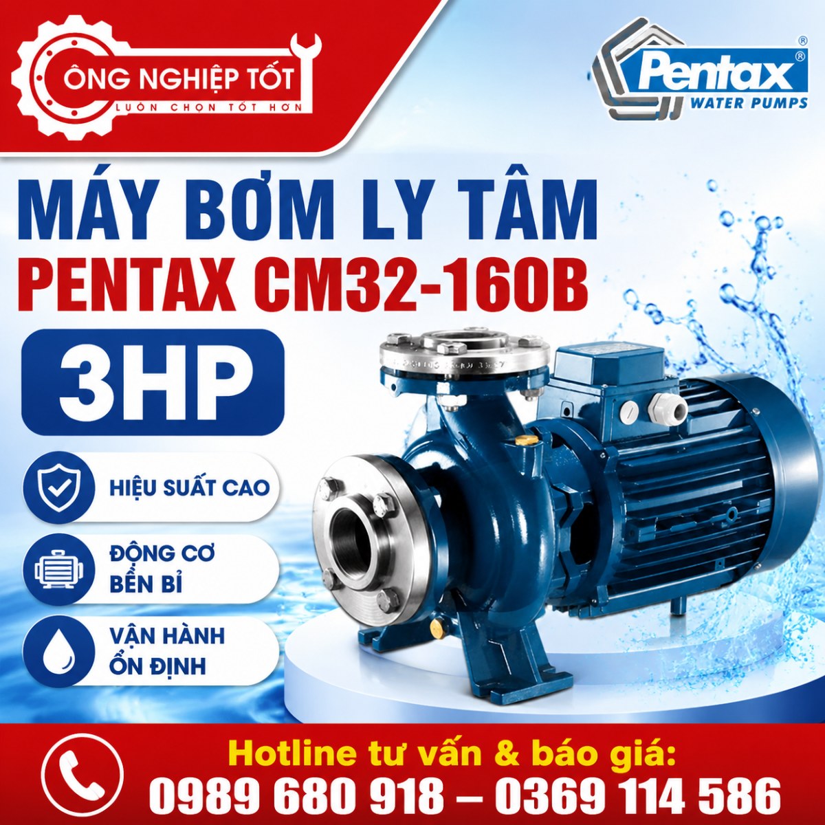 Máy bơm ly tâm Pentax CM32-160B 3HP