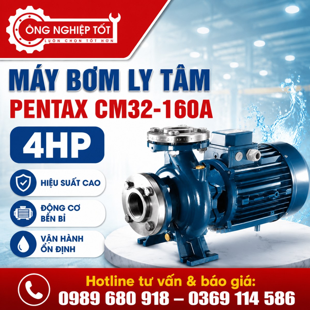 Máy bơm ly tâm Pentax CM32-160A 4HP