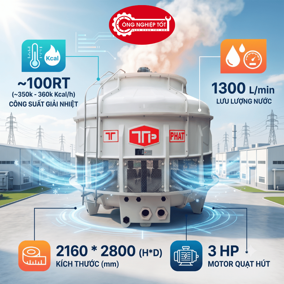 Tháp giải nhiệt Thuận Tiến Phát 100RT