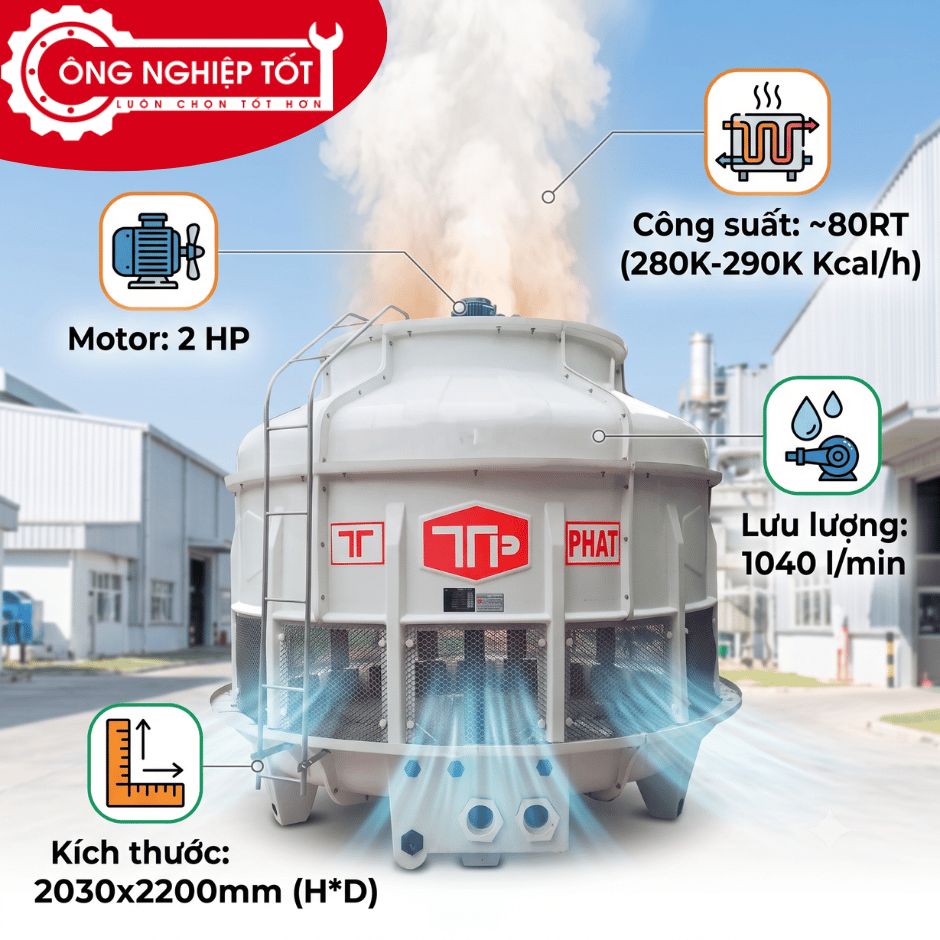 Tháp giải nhiệt Thuận Tiến Phát 80RT
