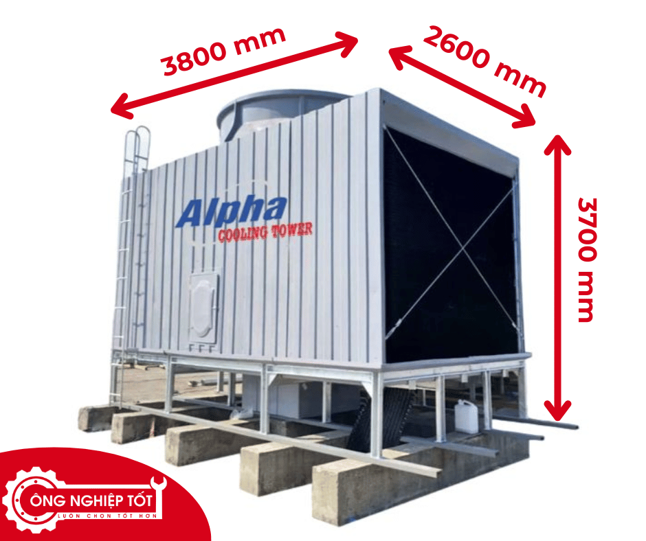 Kích thước Tháp giải nhiệt Alpha vuông 200RT