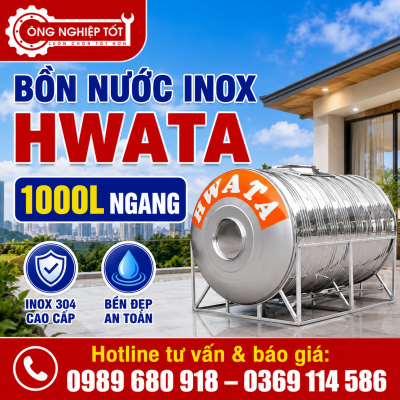 Bồn Nước Inox Hwata 1000L Ngang