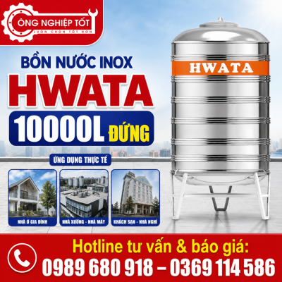 Bồn Nước Inox Hwata 10000L Đứng