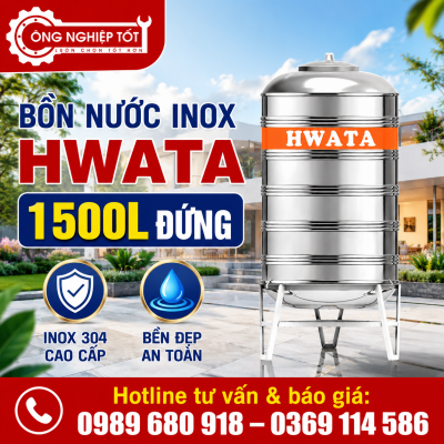 Bồn Nước Inox Hwata 1500L Đứng
