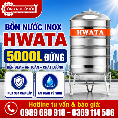 Bồn Nước Inox Hwata 5000L Đứng