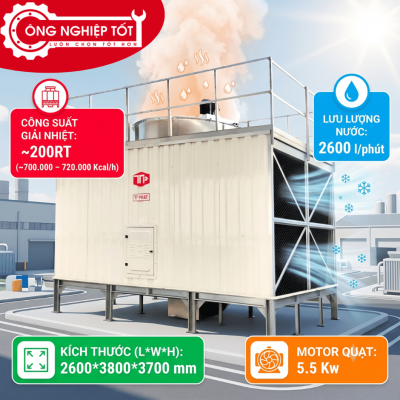 Tháp giải nhiệt Thuận Tiến Phát vuông 200RT