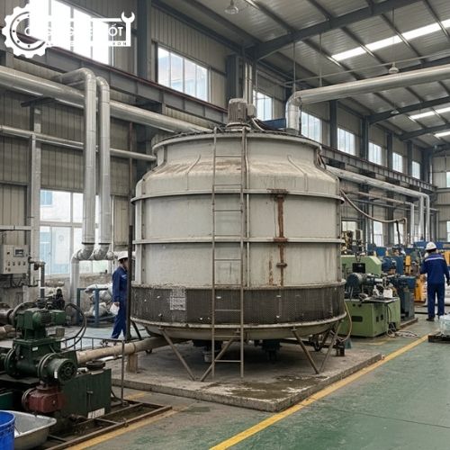 Tháp giải nhiệt bị bám rong rêu và rỉ xét