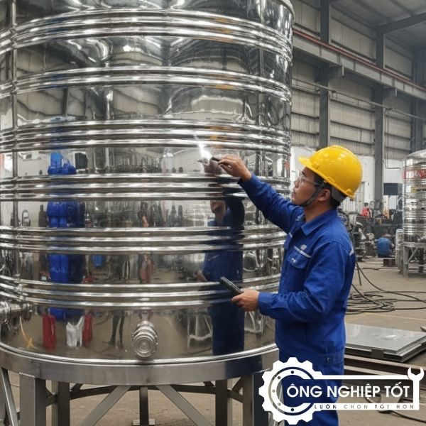 Kỹ sư Công Nghiệp Tốt kiểm tra bồn inox công nghiệp 304